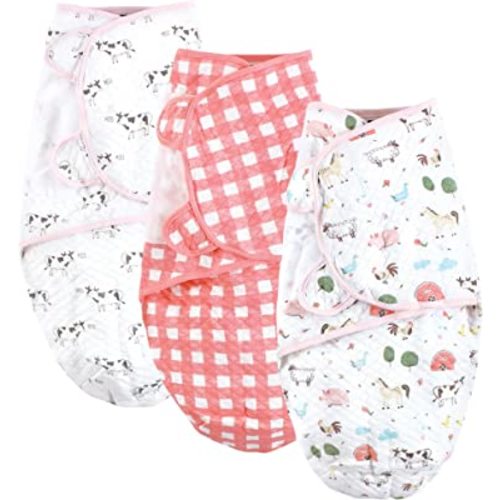 Hudson Baby Unisex Baby Quilted Cotton Swaddle Wrap 3pk