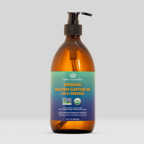 Organic Golden Pure Castor Oil | Certified Organic Pure, Hexane-Free, Extra Virgin | Natural Hydration & Skin Nourishment | Queen of the Thrones®