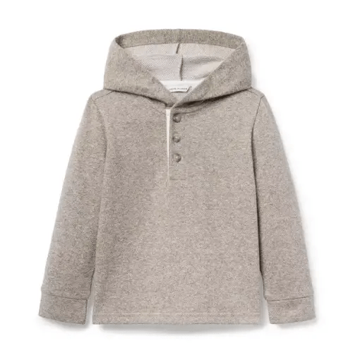 Boy Light Brown Heather Herringbone Hooded Sweatshirt by Janie and Jack