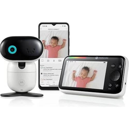 Motorola Nursery PIP1515 Connect Wi-Fi Video Baby Monitor with Camera and Audio, 5" Screen, 1080p HD, 1000ft Range, Remote Pan/Tilt/Zoom, 2-Way Audio, Lullabies, Temperature Sensor, Night Vision