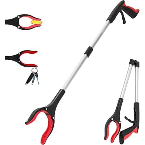 Grabber Reacher Tool - 32” Reacher Grabber Tool with Strong Magnetic and Swivel Head - Heavy Duty Pick Up Stick Grabbers for Seniors, Trash, Surgery Recovery Must Haves Gifts(Red)