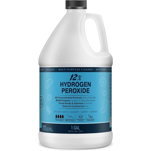 MAXTITE 12% Hydrogen Peroxide Solution, 1 Gallon - Food-Grade H2O2 & Water - Versatile Multi-Surface Cleaner for Kitchen, Bath, Laundry, Commercial & Janitorial - 4X Concentrated - Made in USA
