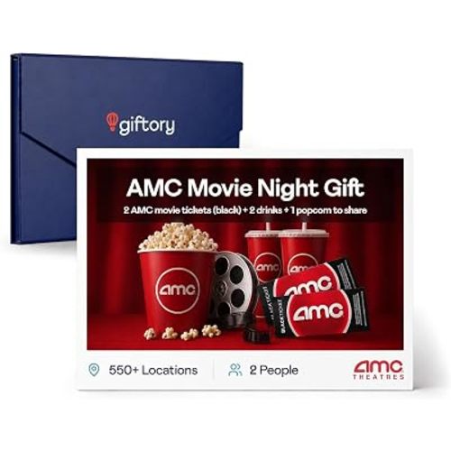 Giftory AMC Movie Night Gift Card, 2 Movie Tickets, Drinks & Popcorn