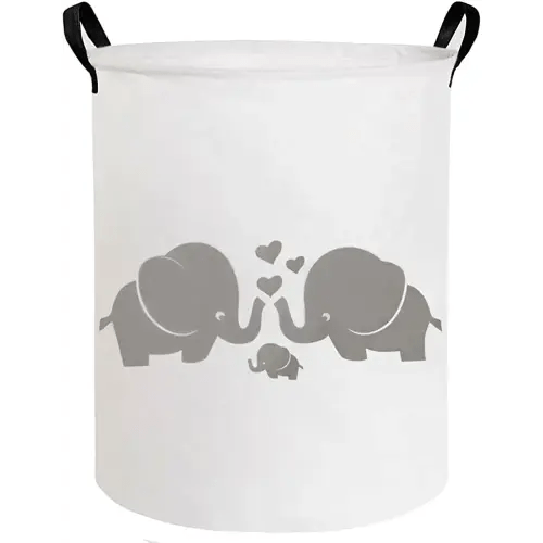 ESSME Baby Laundry Basket,Elephant Hamper，Baby Hamper For Nursery for Kids, Elephant Nursery Decor,Gift Baskets,Home Organizer (Love Elephant)
