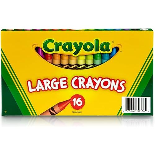 Binney & Smith Crayola(R) Large Crayon Set, Lift-Lid Box, Assorted Colors, Box Of 16