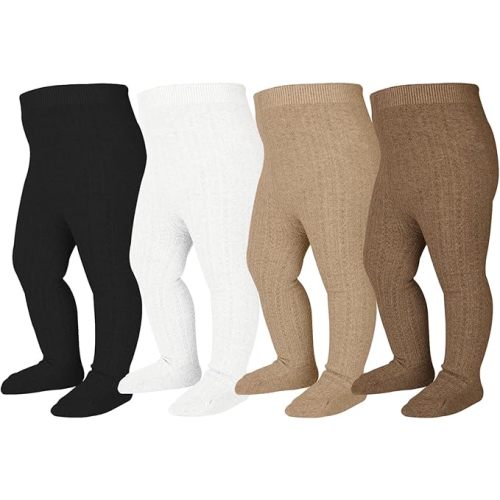 Baby Tights Cable Knit Tights Baby Leggings Seamless Cotton Stockings Pantyhose 3/4 Pack for Infants Toddlers 0-5T