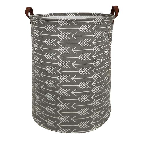 HowarmerLarge Storage Baskets, 19.7"H x 15.7"D Waterproof Gray Laundry Baskets, Collapsible Canvas Basket for Storage Bin for s Room, Organizer, Home Decor, Hamper( Round - Grey Arrows )