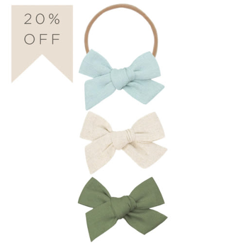 Linen Bow 3 Pack: Sand Headbands