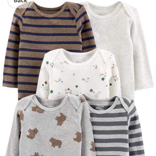 Simple Joys by Carter's Baby-Boys Long-Sleeve Bodysuit Pack of 5Bodysuit