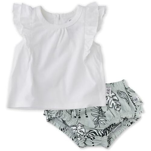 Honest Baby 2-Piece Flutter Tee, Dress with Ruffle Diaper Cover 100% Organic Cotton