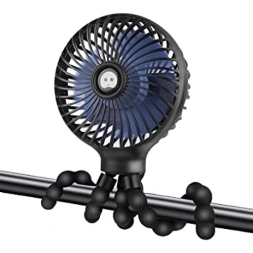 Stroller Fan, Portable Pram Fan Small Personal With Flexible Tripod Clip On Fan for Crib, Office, Treadmill, Bike, Travel, Car Seat, Camping and desktop