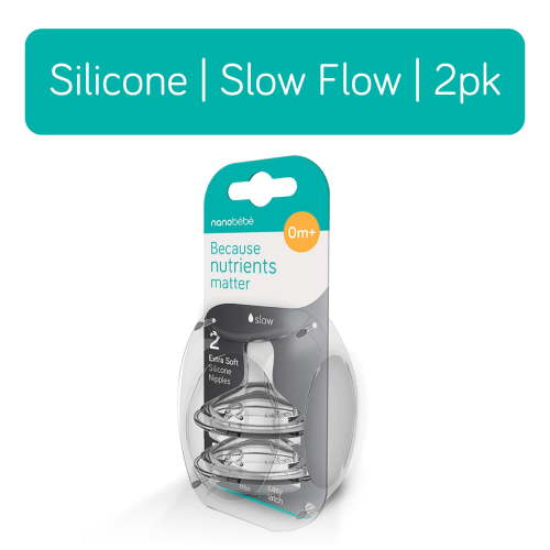 Nanobebe Flexy Silicone Bottles Nipples Triple Vented 2 Pack | Slow Flow