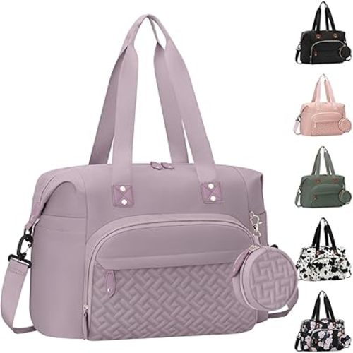 Diaper Bag Tote with Pacifier Case, Baby Bag for Women with Shoulder Straps, Travel Diaper Tote for for Mom and Dad Medium Size, Purper