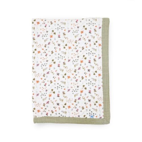 Little Unicorn Cotton Muslin Baby Receiving Quilt - Garden Bees