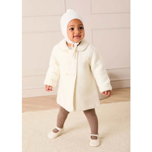 Double Breasted Knitted Buttoned Coat in White (12 Months)