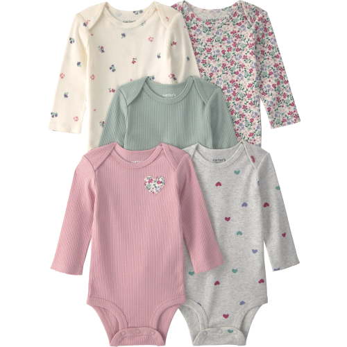 Carter's Child of Mine Baby Bodysuits, Five-Pack, Sizes Preemie-18 Months
