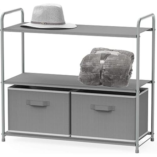 Simple Houseware 3-Tier Closet Storage with 2 Drawers, Grey