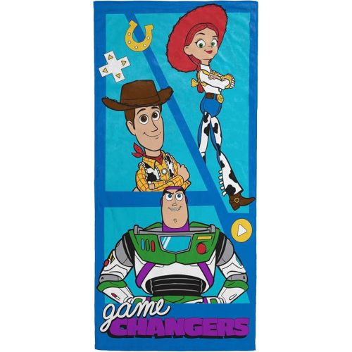 Jay Franco Kids Beach Towel - 100% Cotton Super Soft Absorbent Bath Towel, 28" x 58" Inch Lightweight for Travel, Official Licensed Product, Blue - Toy Story