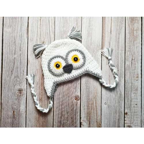 Crochet White Owl Hat, Owl Costume, Newborn Photo Prop, Baby Halloween Costume, Toddler Owl Hat, Owl Beanie, Winter Hat, Crochet Toddler Hat