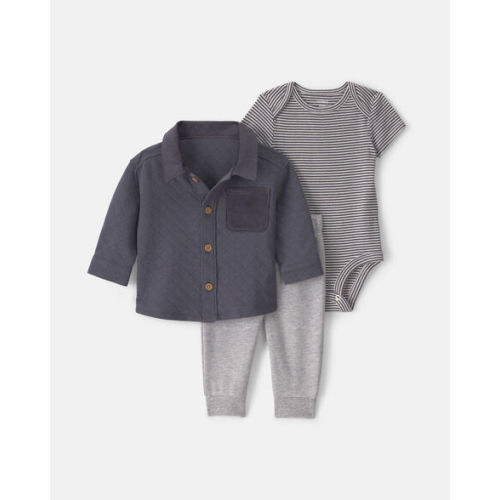 Baby Boy 3-Piece Quilted French Terry Layering Set - Grey | Carter's