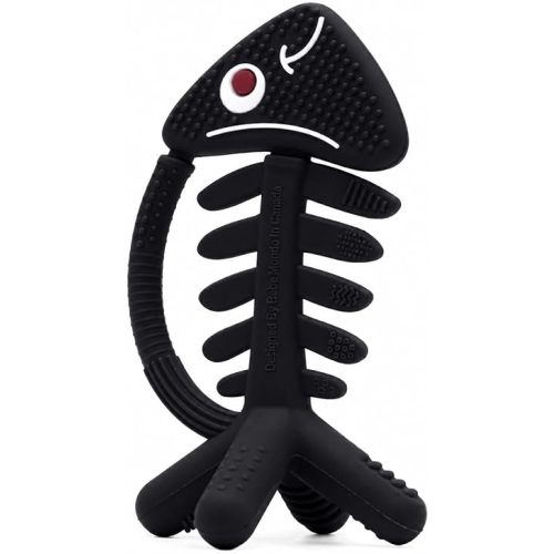 3 in 1 Infant Toys, Baby Teething Toys 3–6 6–12 Months, Teethers for Babies 0–3–6–12 Months for Teething Relief, Baby Gift, Baby Teether Toys, Silicone Sensory Toys, USA Patent Pending, Fish (Black)