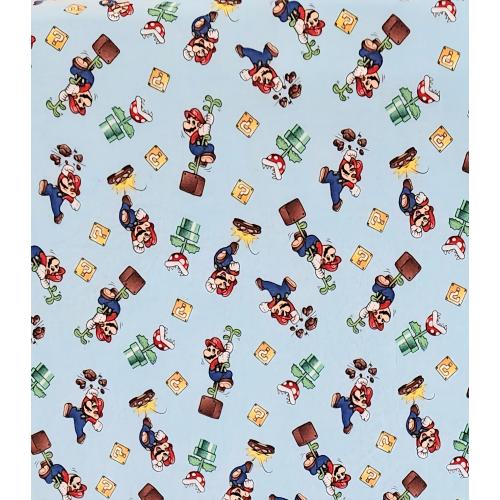 Mario on Blue Cotton Crib/Toddler Bedding
