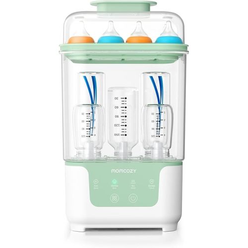 Momcozy Bottle Sterilizer and Dryer, Modular Nesting Space Saving Design, 6 Bottles Capacity, 4 in 1 Compact Sterilizer for Baby Bottles, Breast Pump Parts & Newborn Essentials, Drying Rack Included