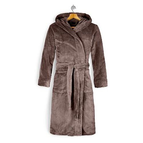 Elegant Comfort Women Hooded Velvet Fleece Long Bathrobe