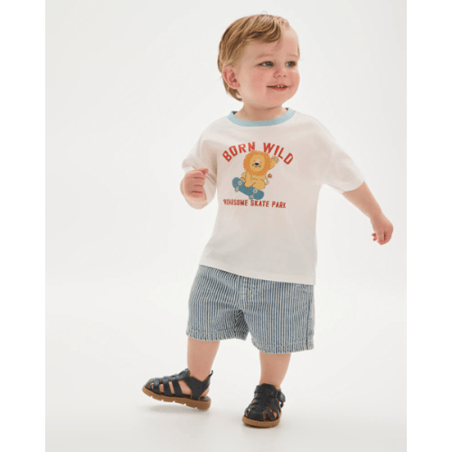 Baby Organic Cotton 3 Pack Relaxed T-Shirts - Roarsome Cloud Dancer
