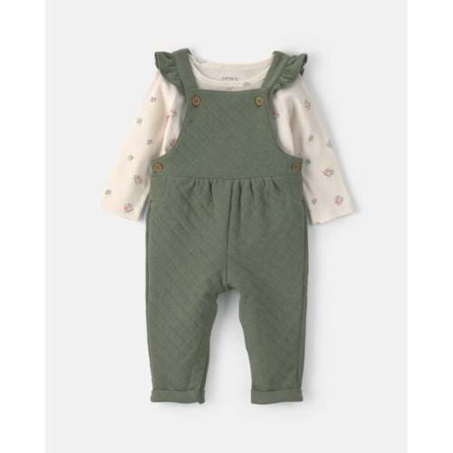 Baby Girl 2-Piece Quilted Overall Set - Olive Green | Carter's