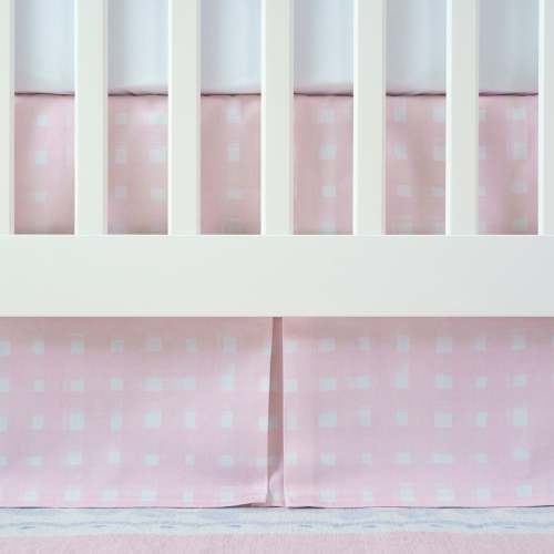 Crib Skirt | Pink Watercolor Gingham