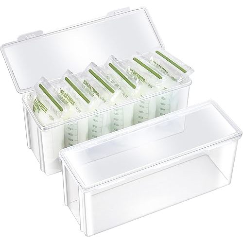 Storage Tower for Breastmilk Storage Bag, 2 Pcs Set Freezer Storage Organizer, for Bottles, Yogurt Storage Bags and Freezer Storage Container