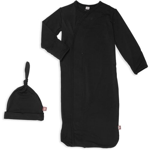 Magnetic Me Modal Newborn Sleeper Gown & Hat Set, Black (0-3 Months)