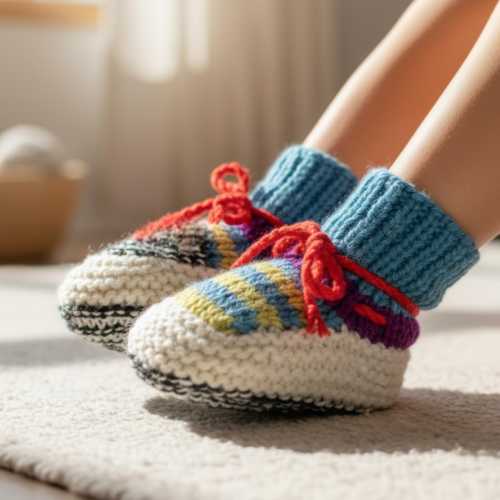 Hand Knit Shetland Wool Baby Booties: Newborn Gift
