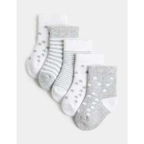 5 Pack Cotton Rich Star Terry Socks