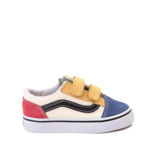 Vans Old Skool V Color-Block Skate Shoe - Baby / Toddler - Red / Blue | Journeys