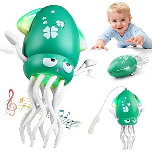 Baby Dancing Octopus Toys for 3 4 5 6+ Year Old Boy Girl, Magic Musical Crawling Tummy Time Toy, Led Light Dancing Squid Toy for Walking Toddlers, Kids Birthday