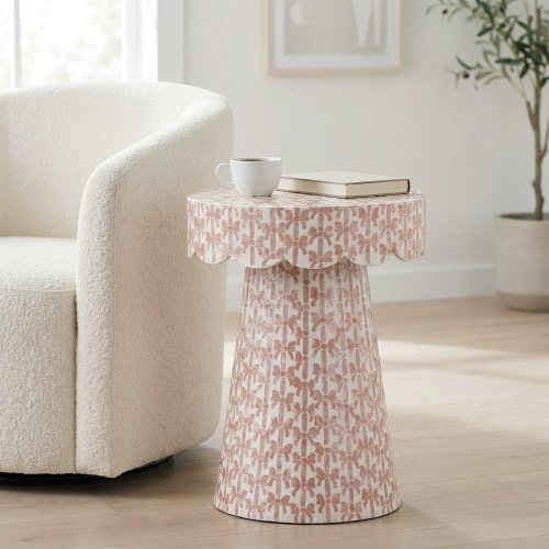 Linon Presa Bow Print Capiz Side Table