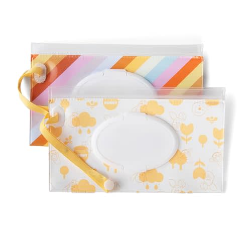 Disney Baby by J.L. Childress Reusable Wet Wipes Case Pouch - Refillable Baby Wipes Dispenser, Travel Essential for On the Go, Portable Holder with Wrist Strap - Winnie the Pooh, 2 Pack