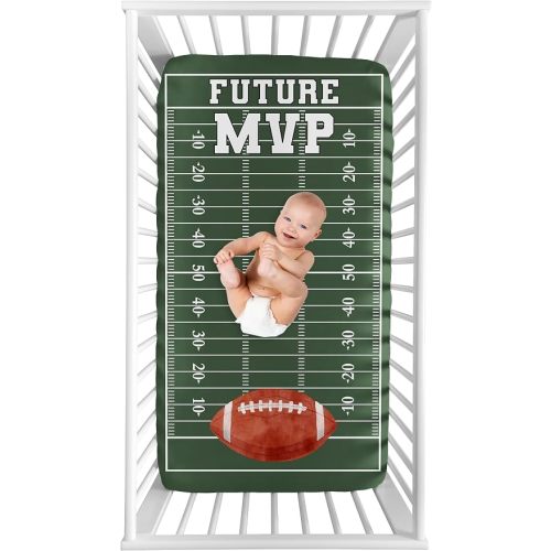 Sweet Jojo Designs Fitted Baby Crib Sheets (Football Sports) for Boys, Infant Nursery, Toddler Room - Standard Size (Photo Op, Future MVP, Green Foot Ball Field for Vintage Sports Themed Collection)