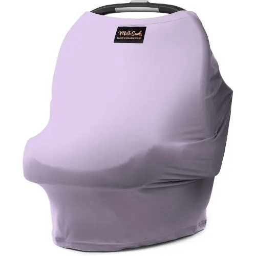 Milk Snob Original 5-in-1 Luxe Nursing Cover in Lavender - Added Privacy Breastfeeding Cover, Car Seat Cover for Carrier, Stroller, High Chair, Shopping Cart, Lounger Canopy, Newborn Essentials