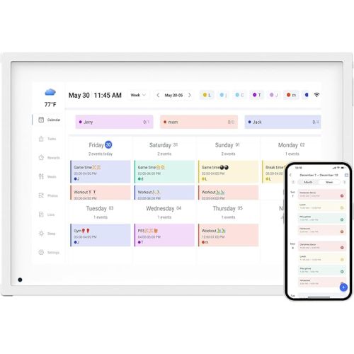 10.1 Inch Smart Digital Calendar Planner & Chore Chart, IPS HD Touchscreen Interactive Display, Smart Family Planner/Digital Picture Frame for Seamless Scheduling