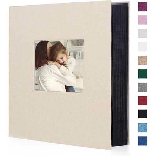 Artmag Fabric Photo Album 4x6 400 Large Capacity for Family Wedding Anniversary Linen Album Holds 400 Vertical Photos (400 Pockets, Beige)