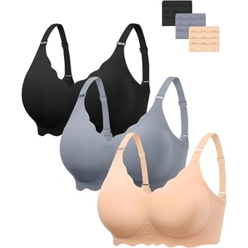Angelhood Seamless Jelly Bras for Women Wireless Push Up T-Shirt Bra Pack