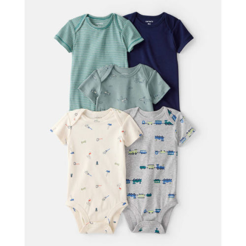 0-3 MONTHS: Baby Boy 5-Pack Train Multipack Bodysuits - Green/Blue | Carter's