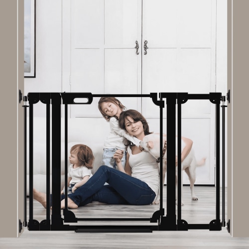 Fairy Baby Clear Baby Gate for Doorway 29-48 in Wide Pressure Mounted Baby Safety Gates Black