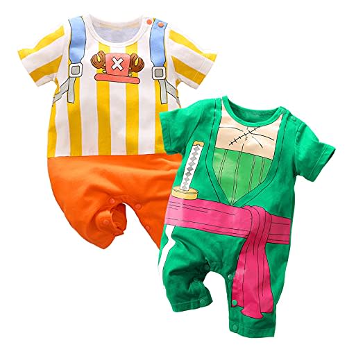 RELABTABY 2 Pack Newborn Baby Boy Girl Romper Infant Anime Onesie Toddler Halloween Cosplay Jumpsuit Outfit Clothes