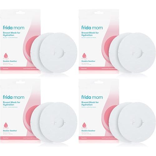 Frida Mom Hydration Packets for Breasts, Hydrate Nipples with Breast Mask Made with Aloe Vera, Honey, Tea Tree Oil, & Cucumber, 2 Sheet Masks (Pack of 4)