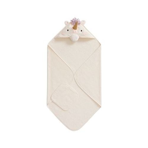Super Soft Unicorn Baby Hooded Towel & Washcloth Set , Ivory