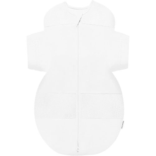 Happiest Baby SNOO Sleep Sack - 100% Organic Cotton Baby Swaddle Blanket - Doctor Designed Promotes Healthy Hip Development (White, Small)